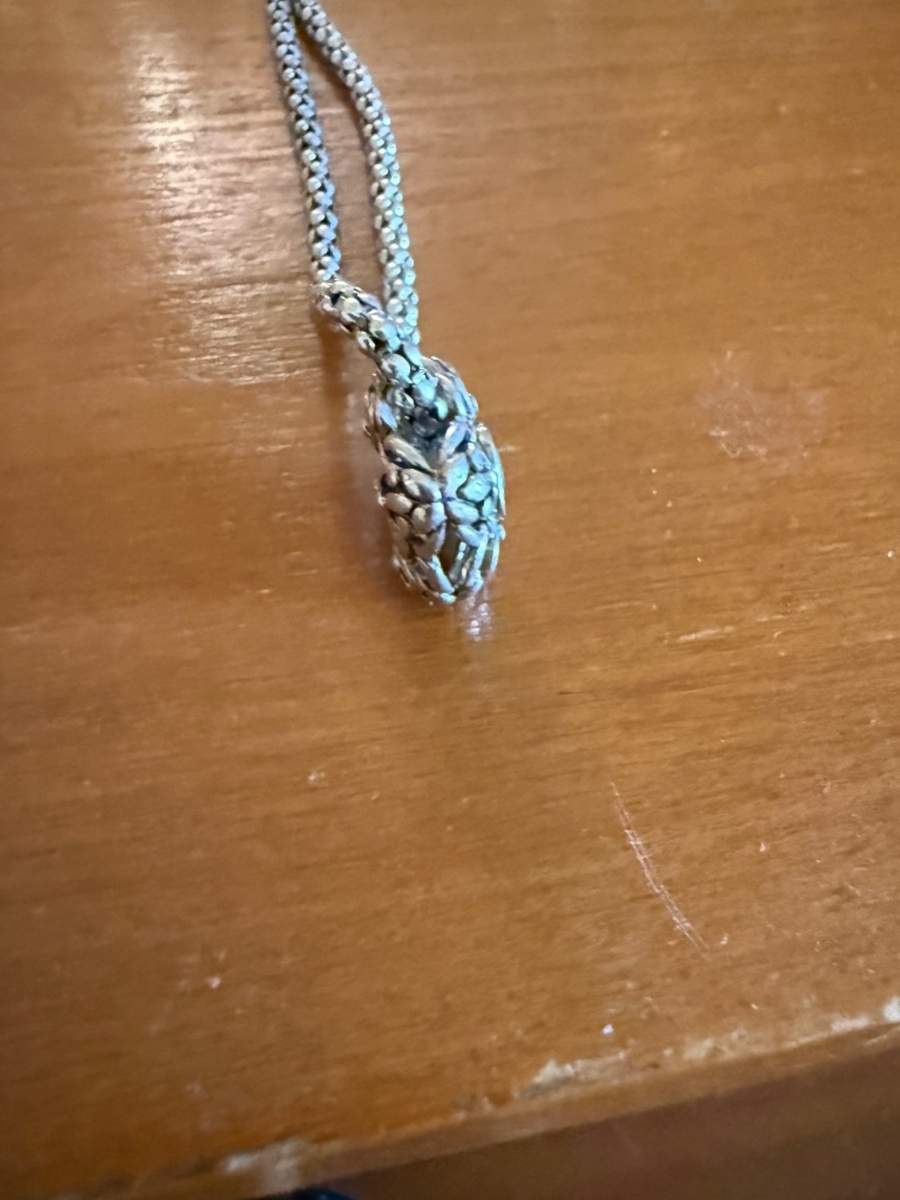 Silver Pendant Necklace with Sparkly Blue Stone - Picture 3 of 6